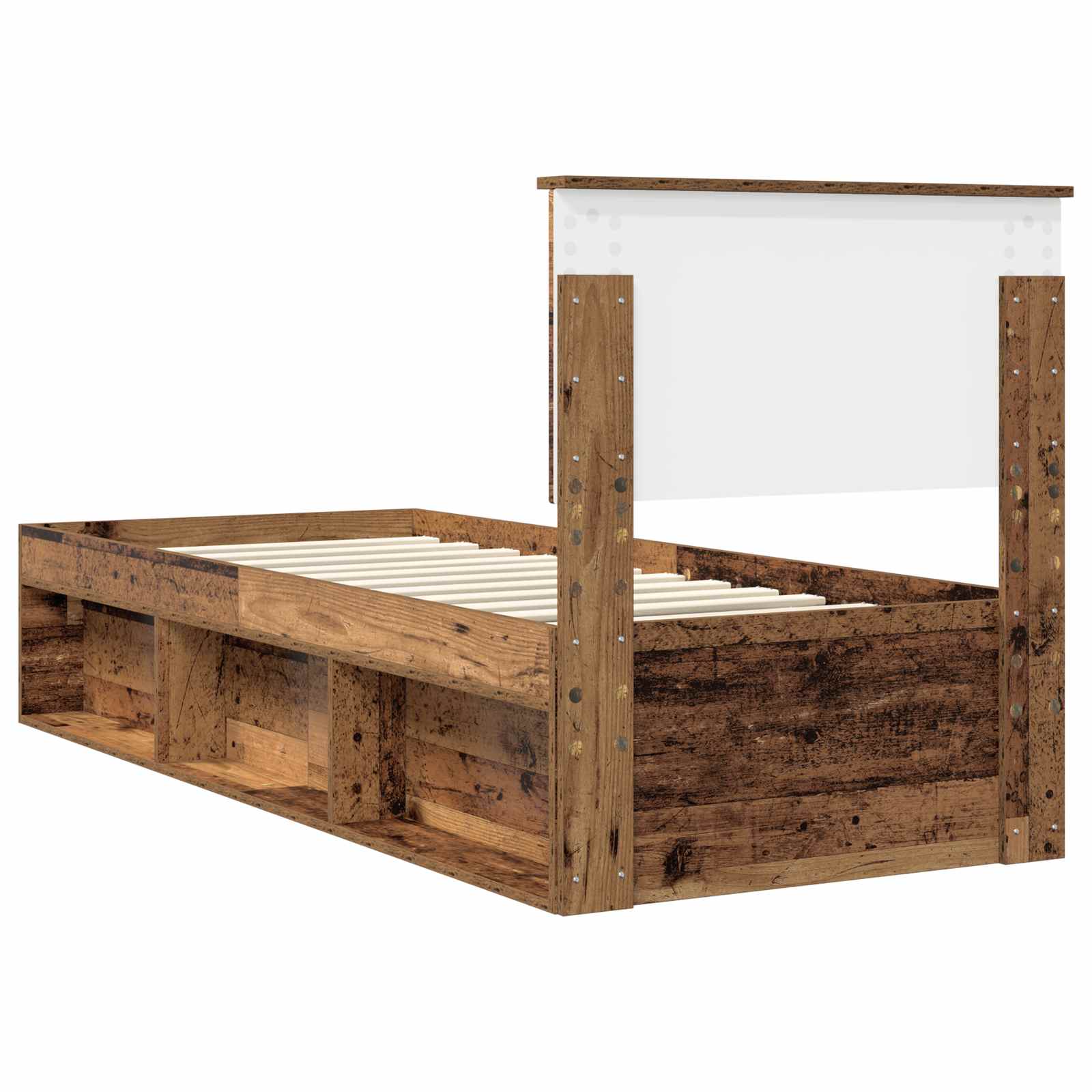 vidaXL Ramka łóżka Stare drewno 75 x 190 cm Lite drewno sosnowe