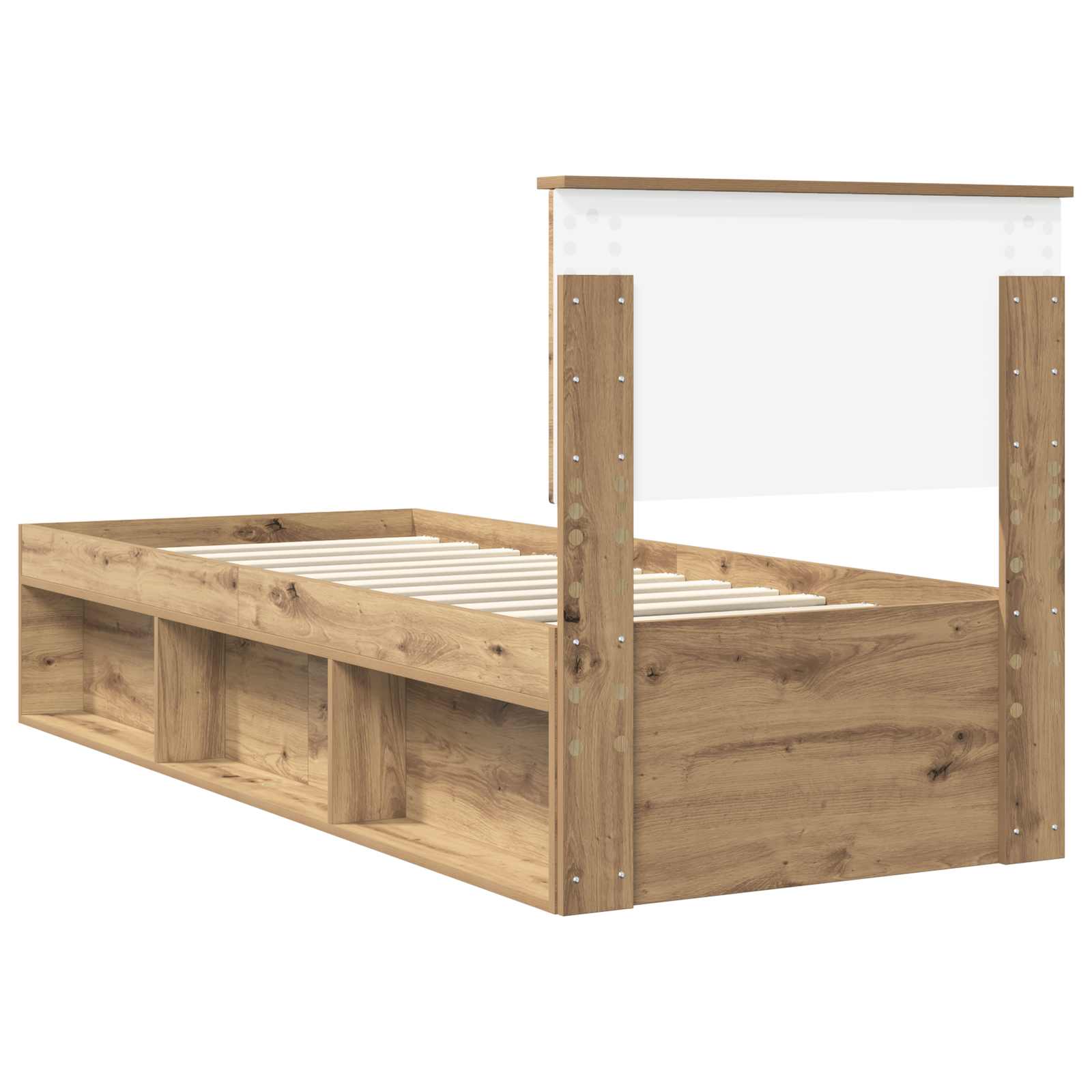 vidaXL Ramka łóżka Dąb rzemieślniczy 75 x 190 cm Lite drewno sosnowe