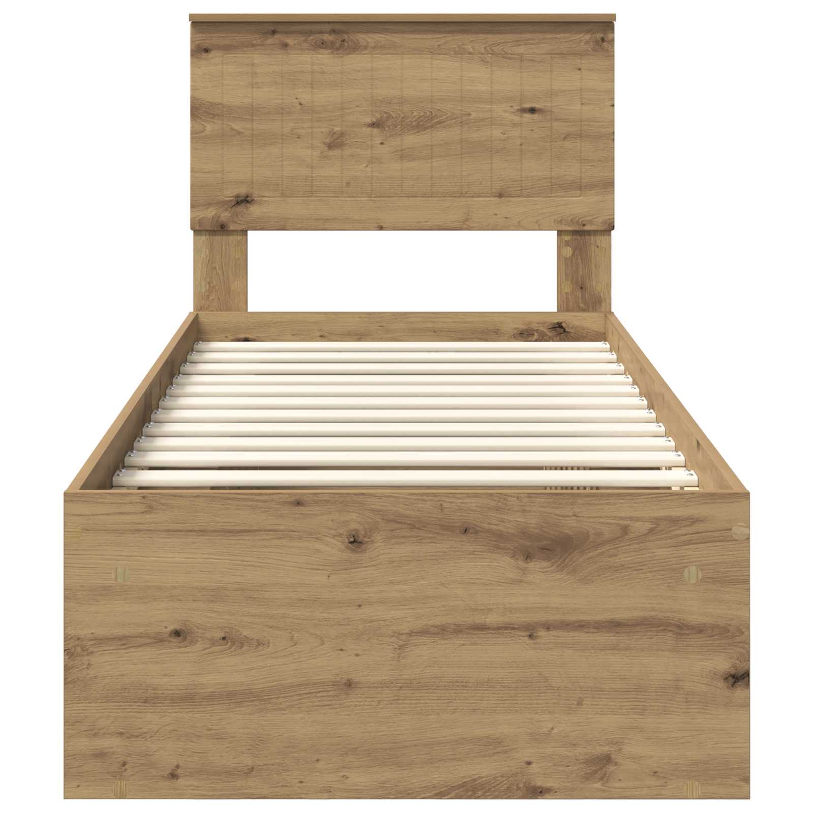 vidaXL Ramka łóżka Dąb rzemieślniczy 75 x 190 cm Lite drewno sosnowe