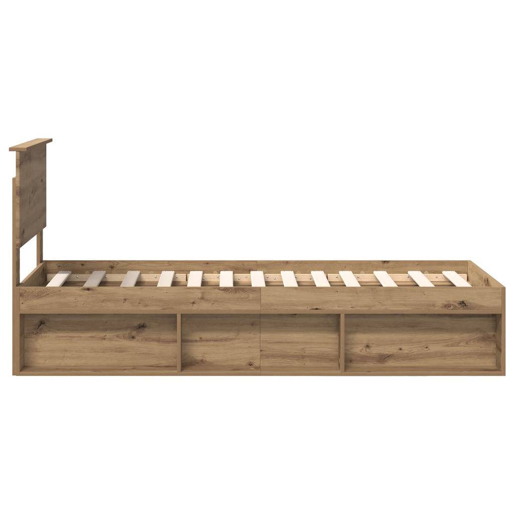 vidaXL Ramka łóżka Dąb rzemieślniczy 75 x 190 cm Lite drewno sosnowe