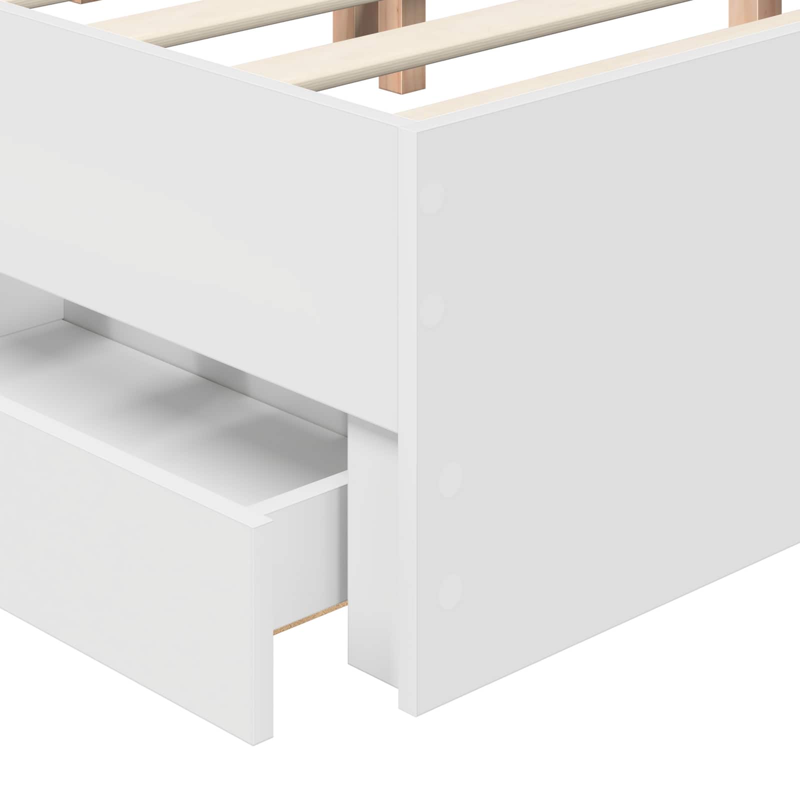vidaXL Ramka łóżka z szufladą Biały 200 x 200 cm Drewno inżynieryjne