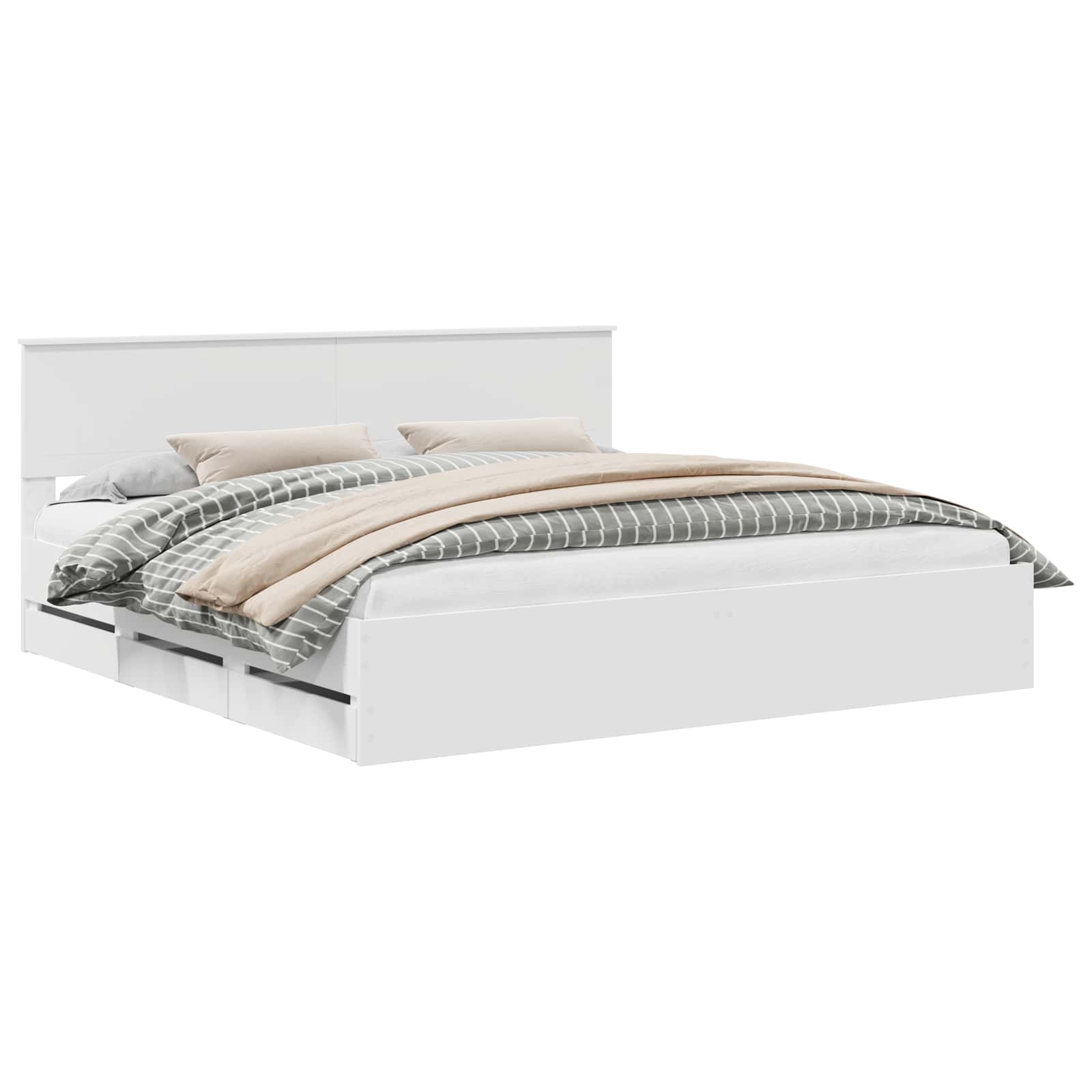 vidaXL Ramka łóżka z szufladą Biały 200 x 200 cm Drewno inżynieryjne