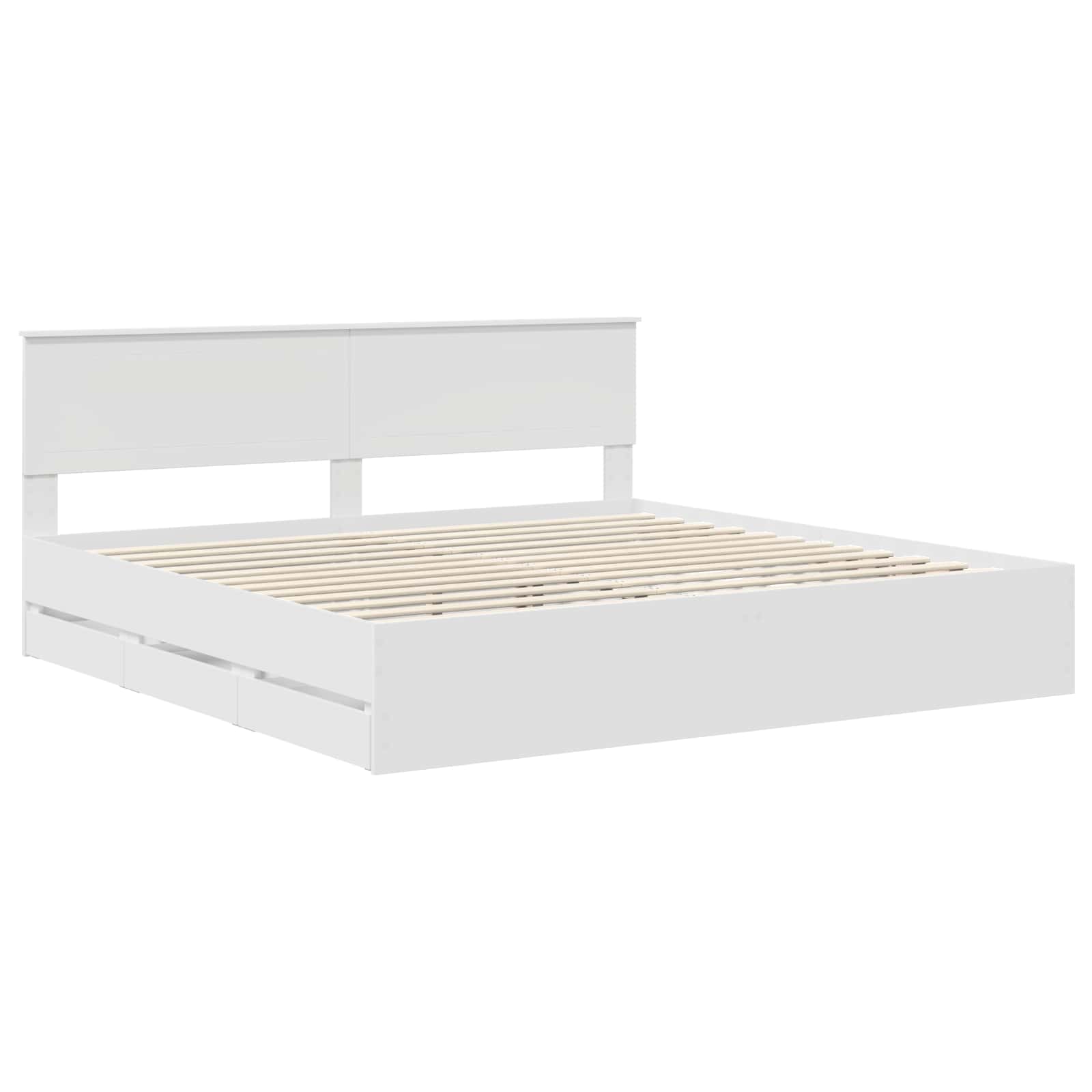 vidaXL Ramka łóżka z szufladą Biały 200 x 200 cm Drewno inżynieryjne