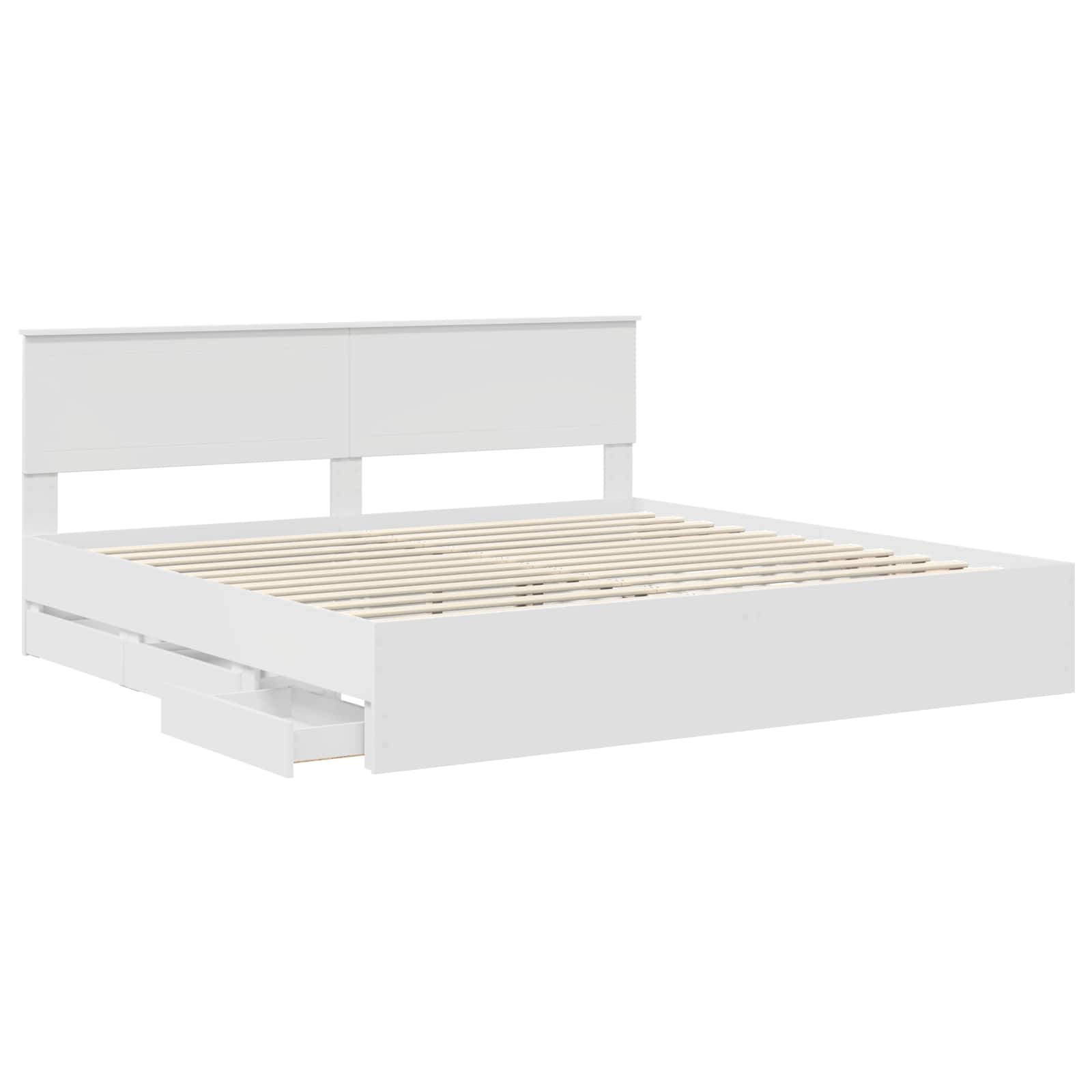 vidaXL Ramka łóżka z szufladą Biały 200 x 200 cm Drewno inżynieryjne