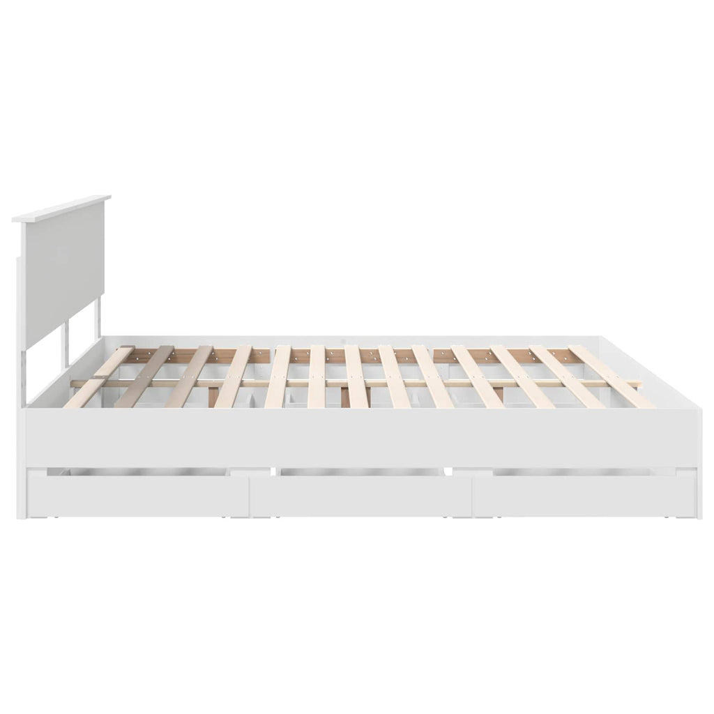vidaXL Ramka łóżka z szufladą Biały 200 x 200 cm Drewno inżynieryjne