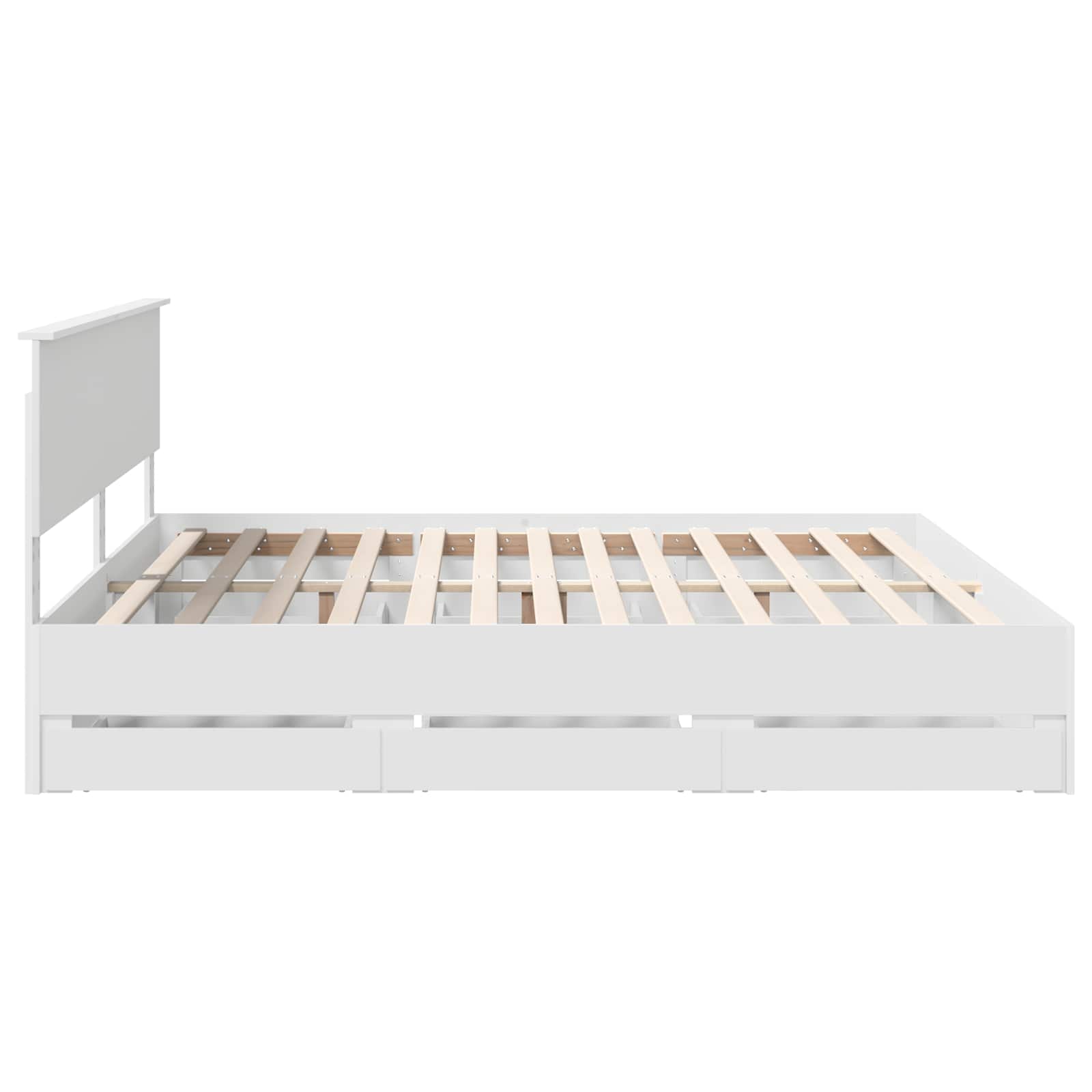 vidaXL Ramka łóżka z szufladą Biały 200 x 200 cm Drewno inżynieryjne