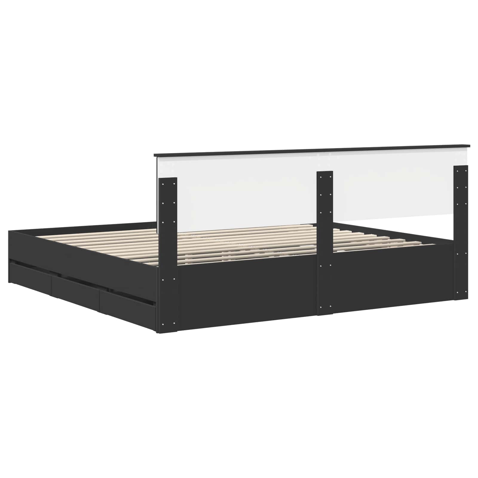 vidaXL Ramka łóżka z szufladą Czarny 200 x 200 cm Drewno inżynieryjne
