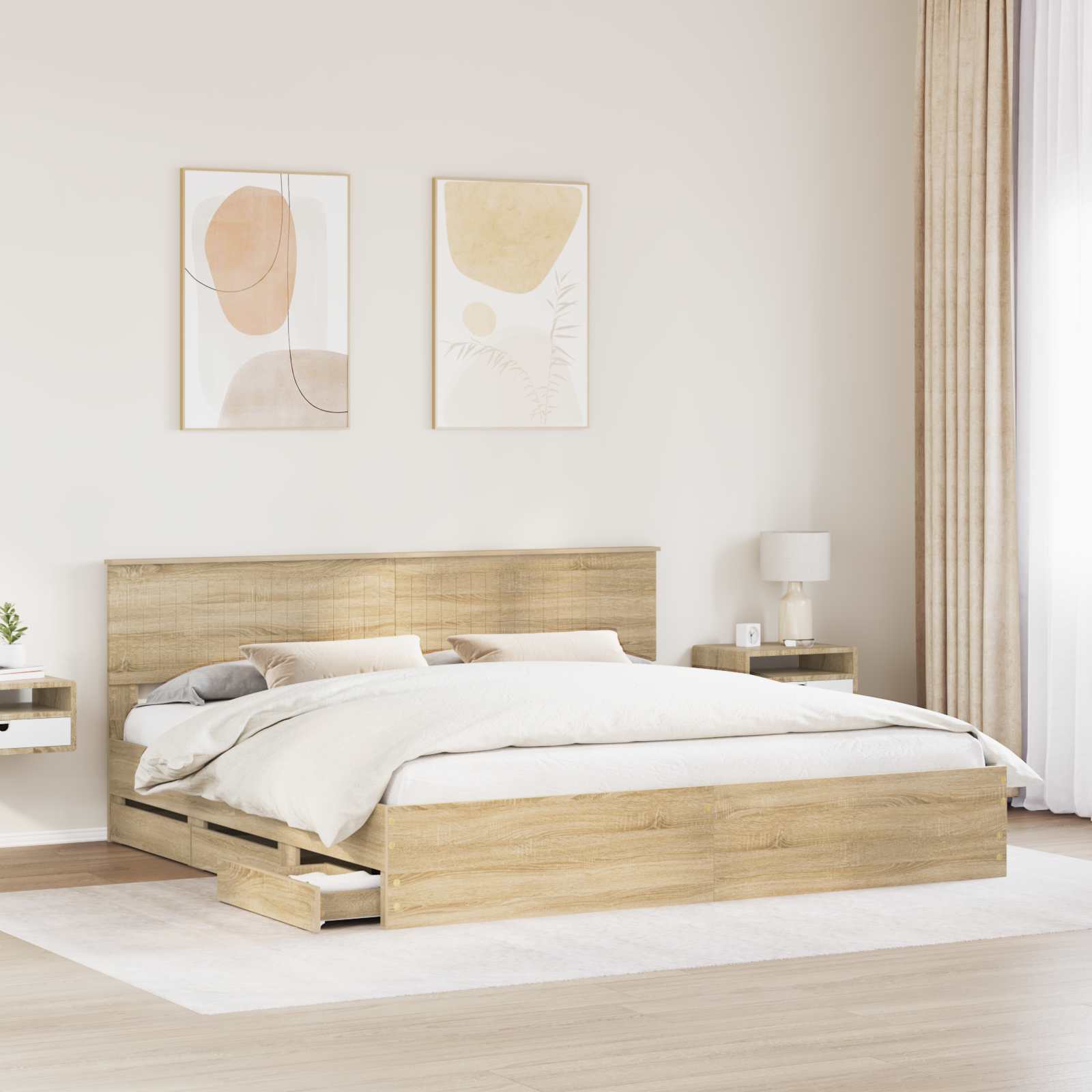 vidaXL Ramka łóżka Dąb Sonoma 200 x 200 cm Drewno inżynieryjne