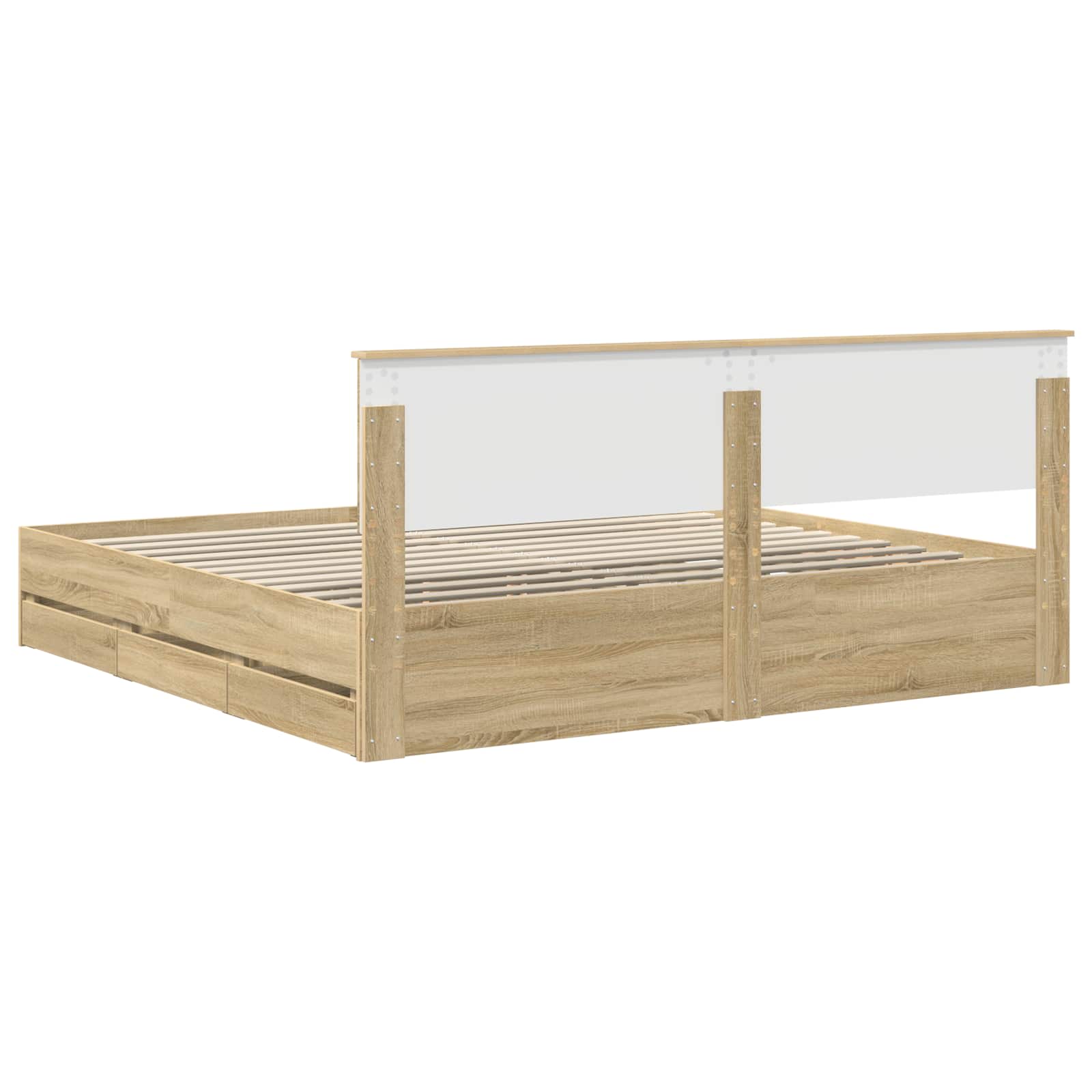 vidaXL Ramka łóżka Dąb Sonoma 200 x 200 cm Drewno inżynieryjne