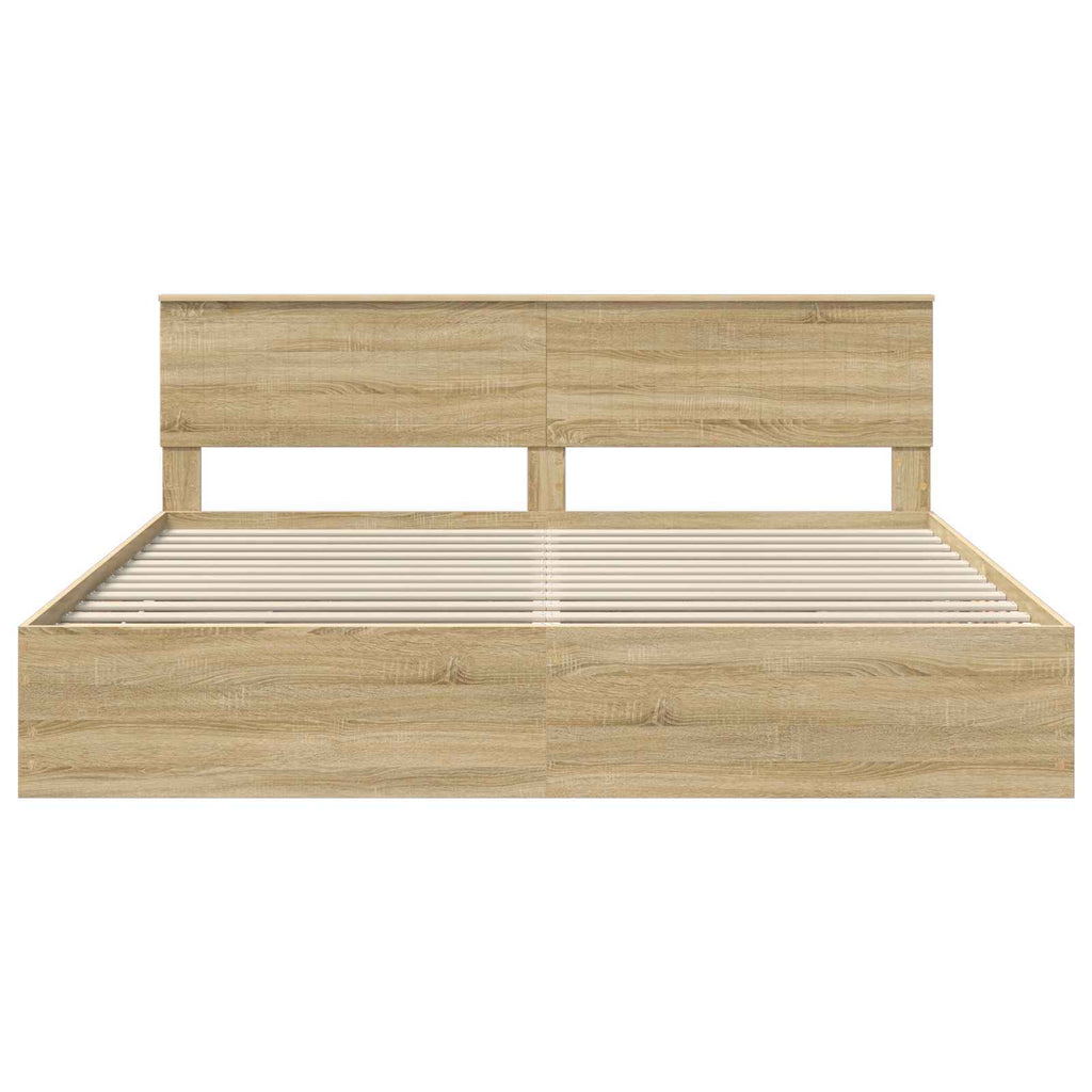 vidaXL Ramka łóżka Dąb Sonoma 200 x 200 cm Drewno inżynieryjne
