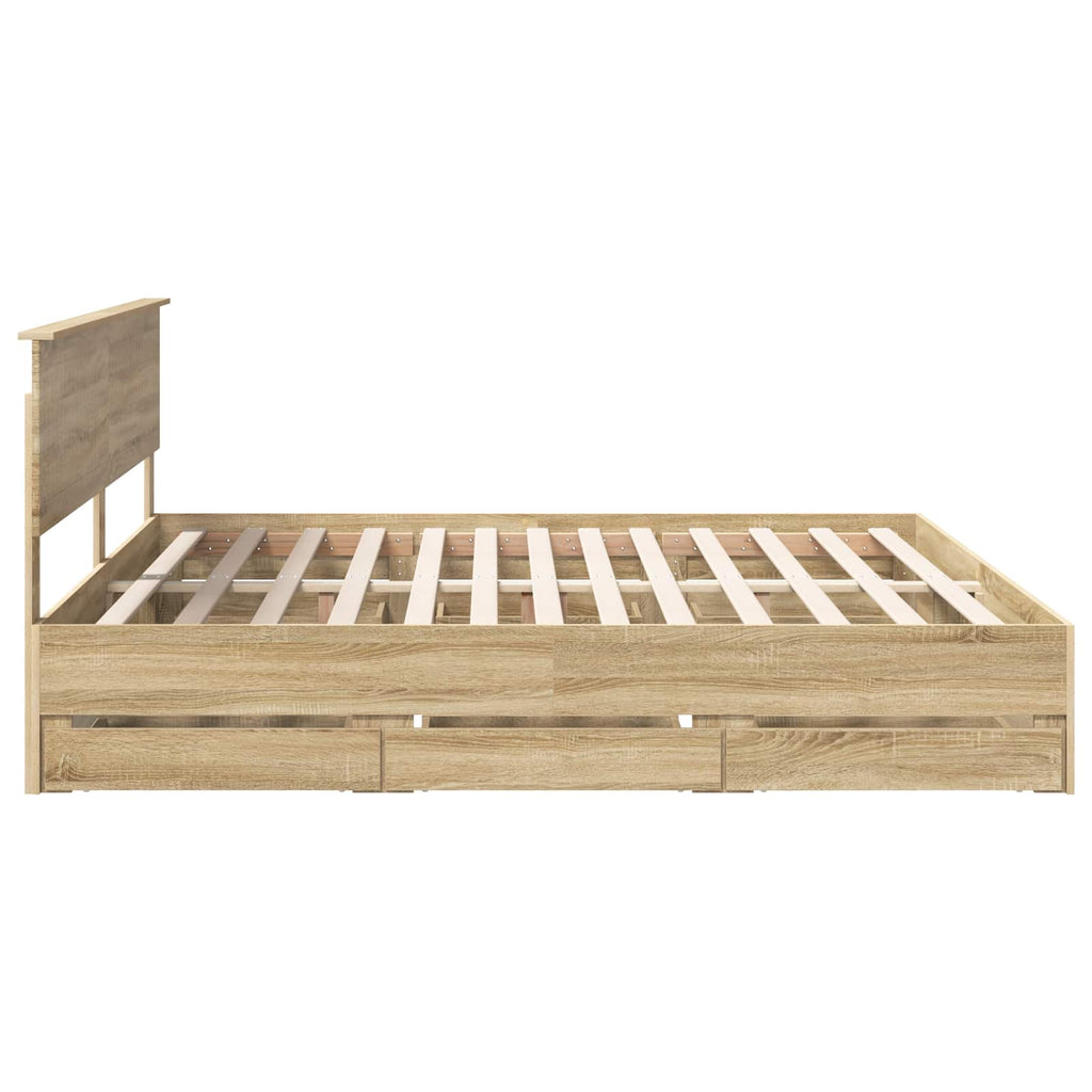 vidaXL Ramka łóżka Dąb Sonoma 200 x 200 cm Drewno inżynieryjne