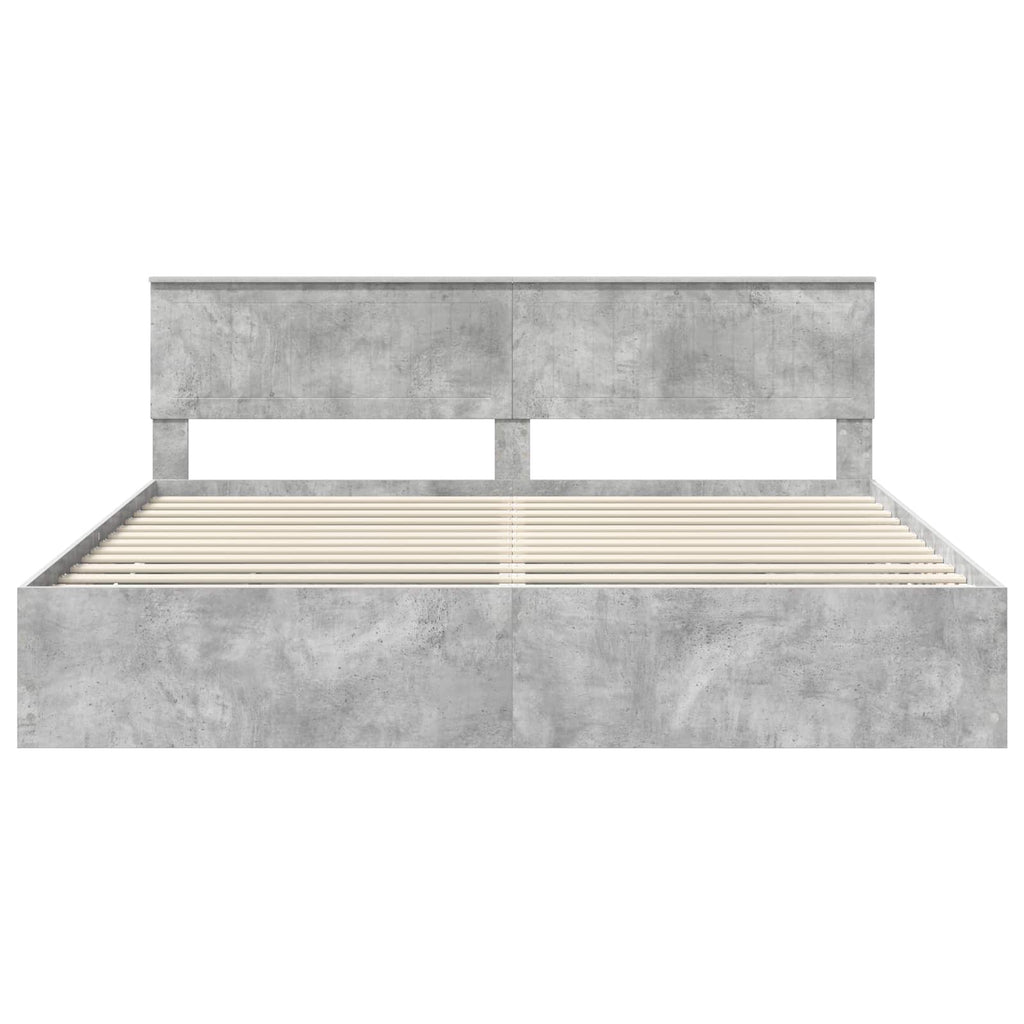 vidaXL Ramka łóżka Betonowy szary 200 x 200 cm Drewno inżynieryjne