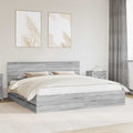 vidaXL Ramka łóżka Szary Sonoma 200 x 200 cm Drewno inżynieryjne
