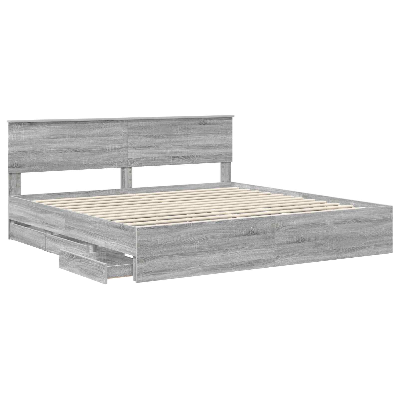 vidaXL Ramka łóżka Szary Sonoma 200 x 200 cm Drewno inżynieryjne