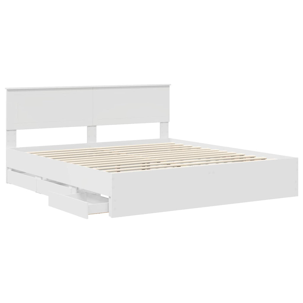 vidaXL Ramka łóżka z szufladą Biały 180 x 200 cm Drewno inżynieryjne