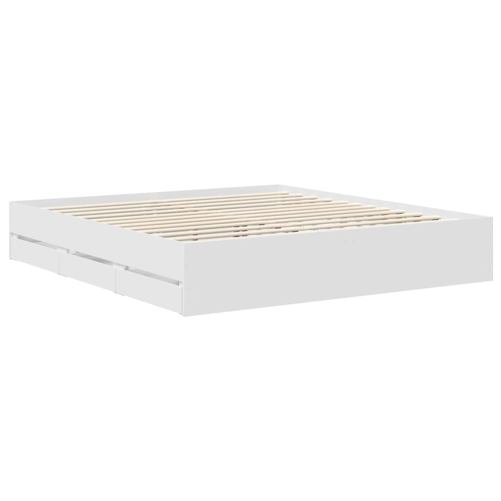 vidaXL Ramka łóżka z szufladą Biały 180 x 200 cm Drewno inżynieryjne