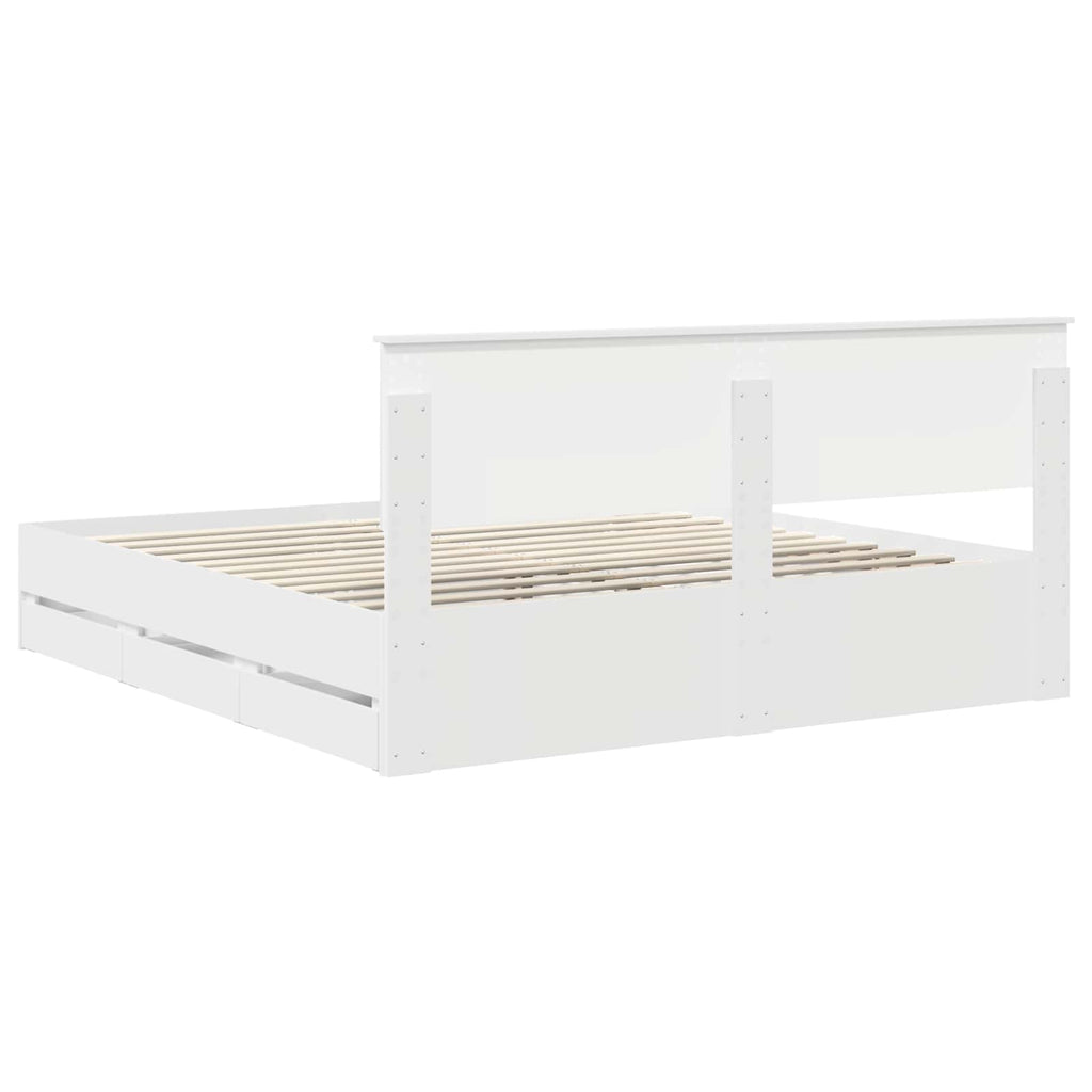 vidaXL Ramka łóżka z szufladą Biały 180 x 200 cm Drewno inżynieryjne