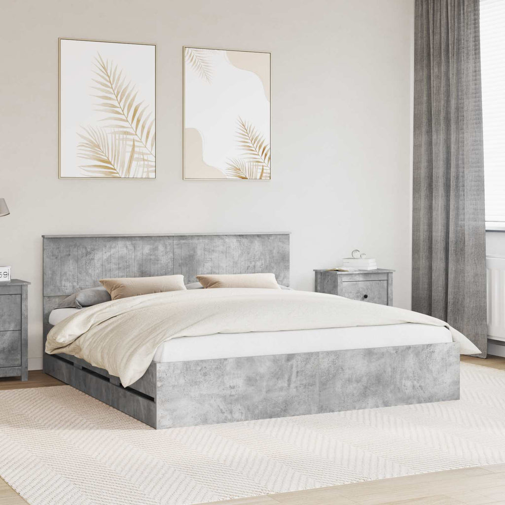 vidaXL Ramka łóżka Betonowy szary 180 x 200 cm Drewno inżynieryjne