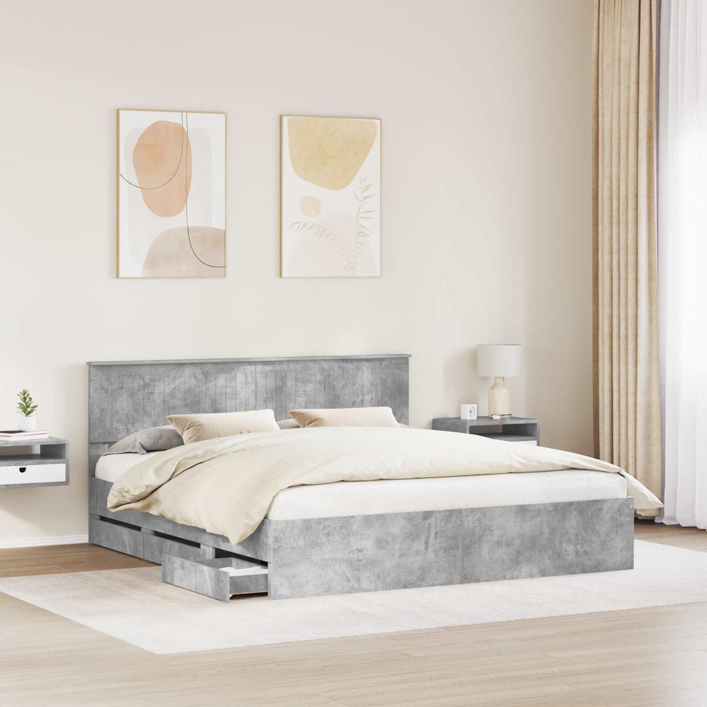 vidaXL Ramka łóżka Betonowy szary 180 x 200 cm Drewno inżynieryjne