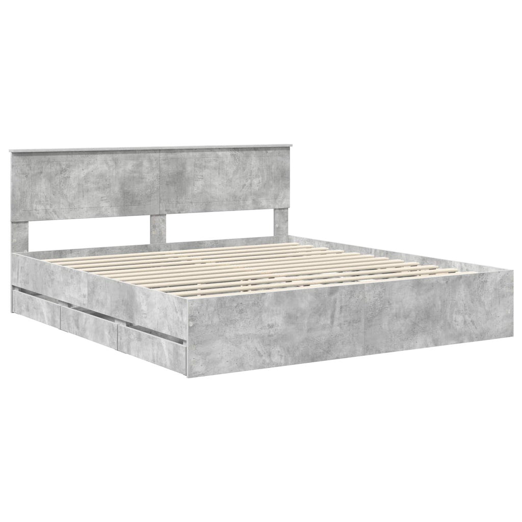 vidaXL Ramka łóżka Betonowy szary 180 x 200 cm Drewno inżynieryjne