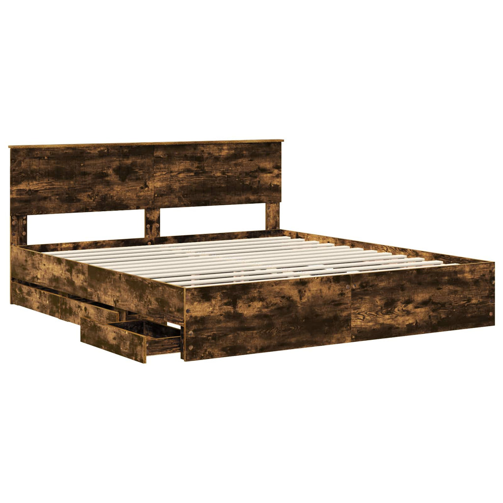 vidaXL Ramka łóżka Dąb wędzony 180 x 200 cm Drewno inżynieryjne