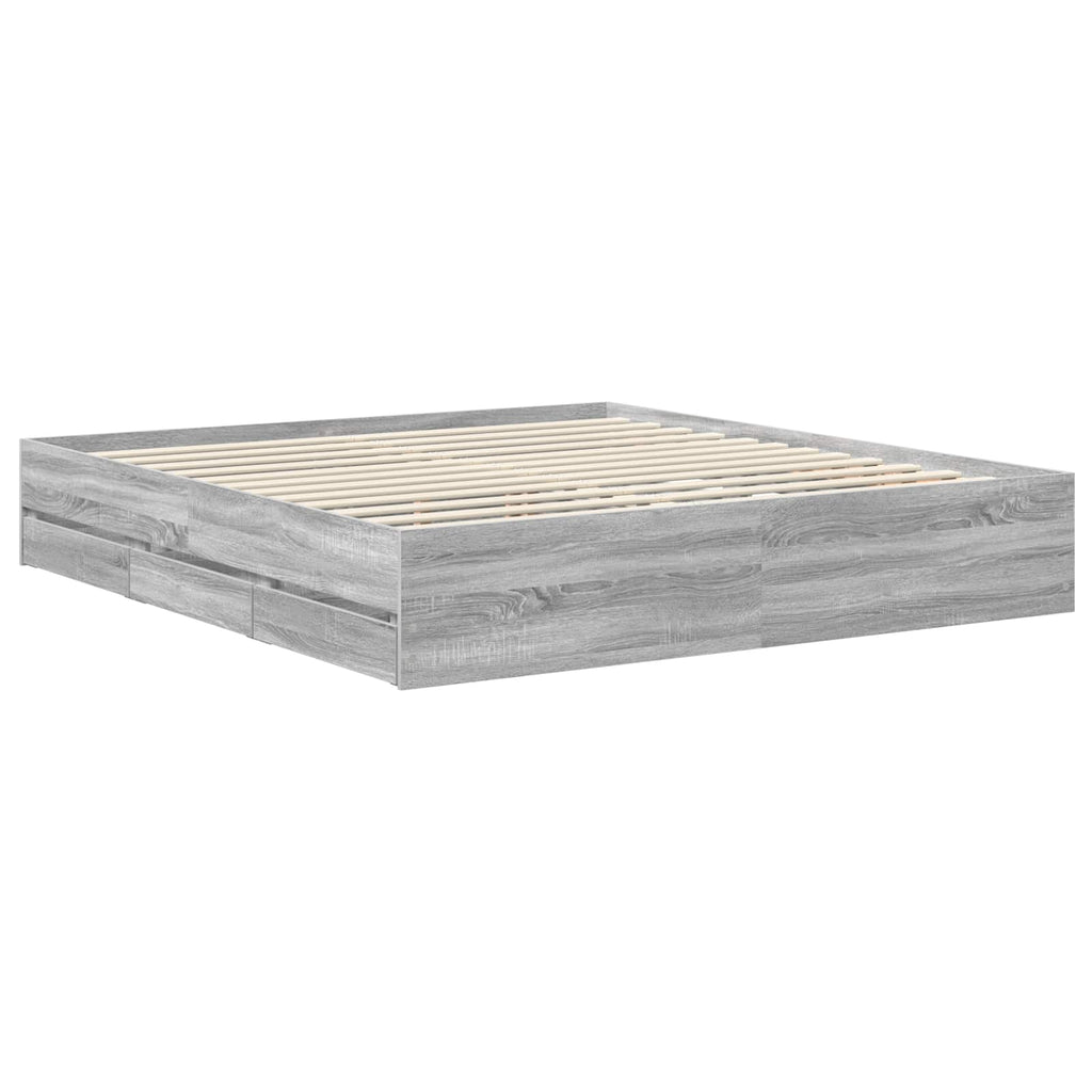 vidaXL Ramka łóżka Szary Sonoma 180 x 200 cm Drewno inżynieryjne