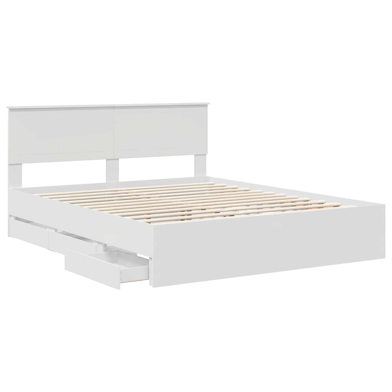 vidaXL Ramka łóżka z szufladą Biały 160 x 200 cm Drewno inżynieryjne