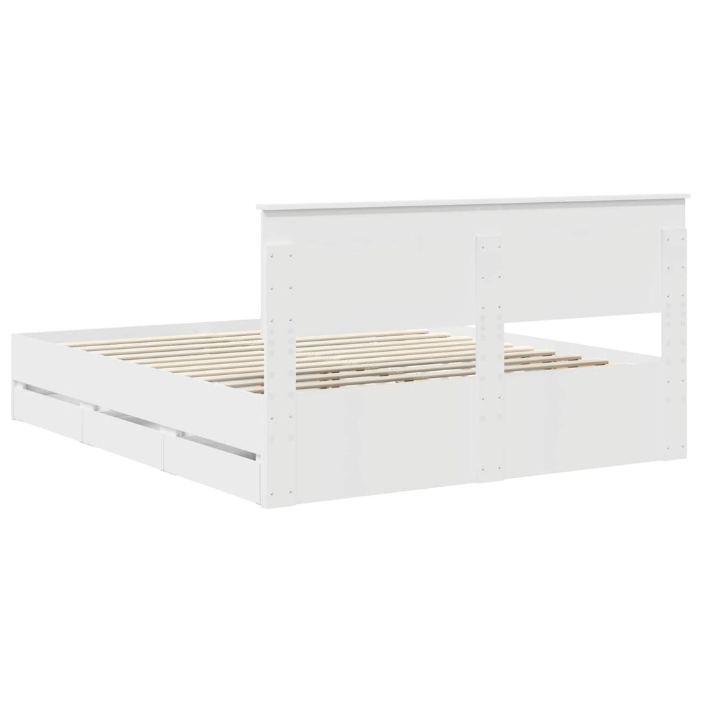 vidaXL Ramka łóżka z szufladą Biały 160 x 200 cm Drewno inżynieryjne