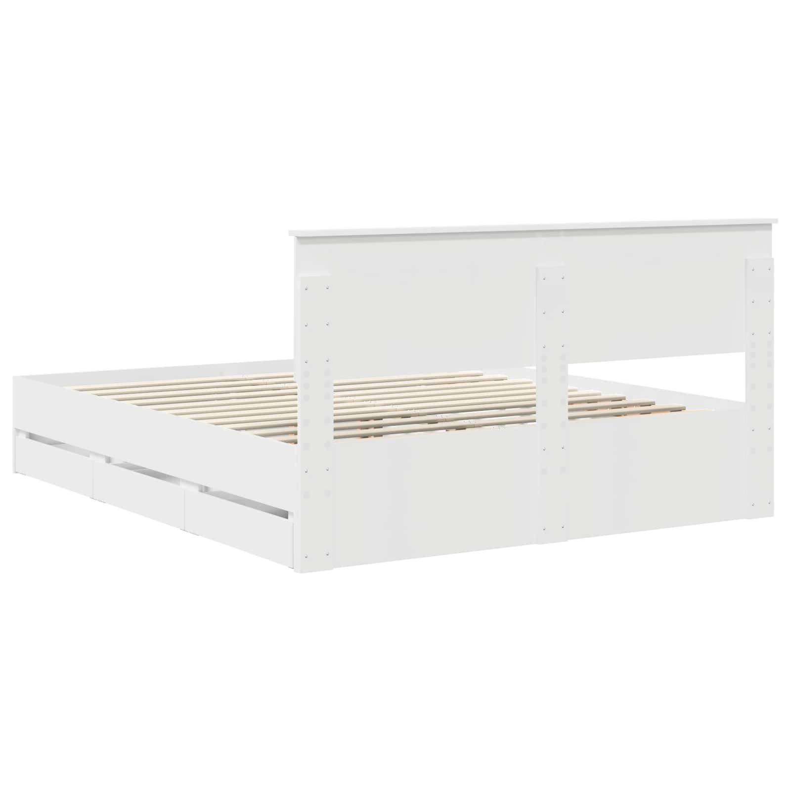 vidaXL Ramka łóżka z szufladą Biały 160 x 200 cm Drewno inżynieryjne