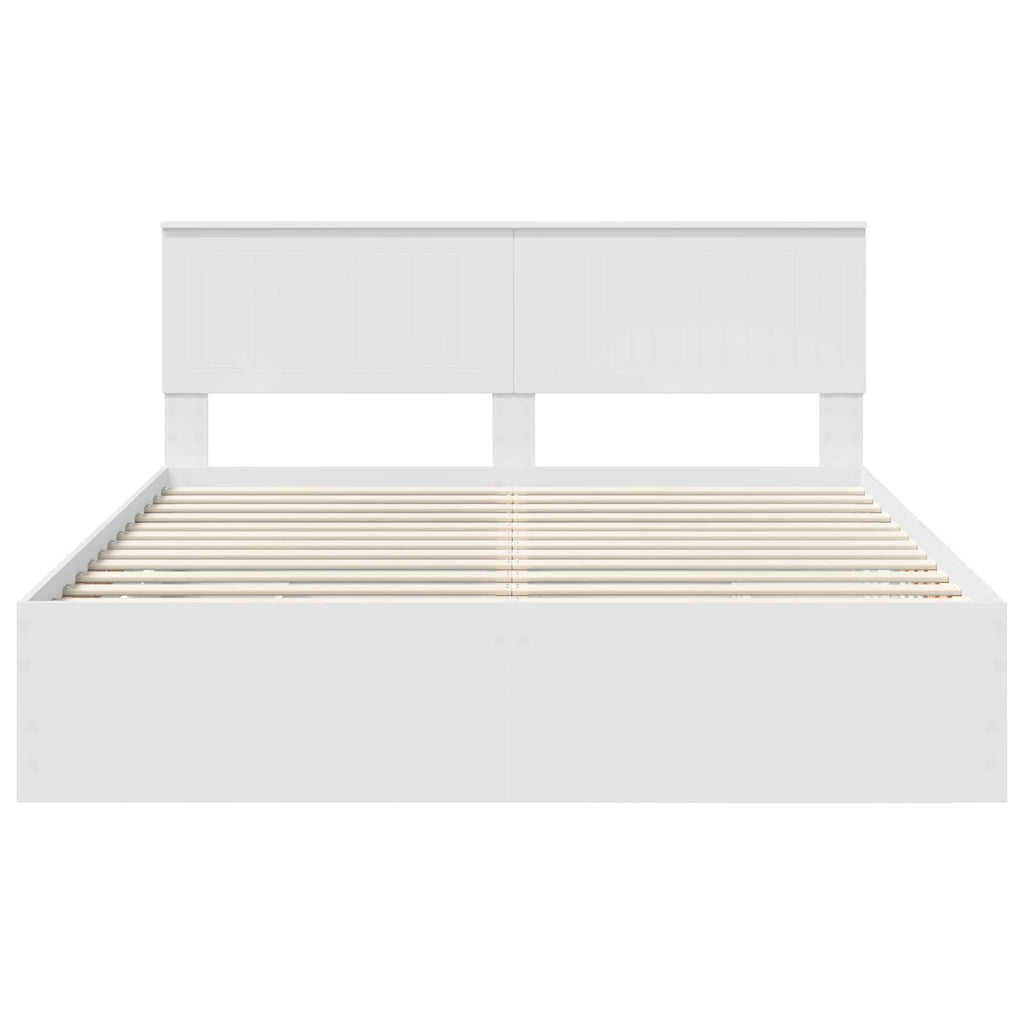 vidaXL Ramka łóżka z szufladą Biały 160 x 200 cm Drewno inżynieryjne