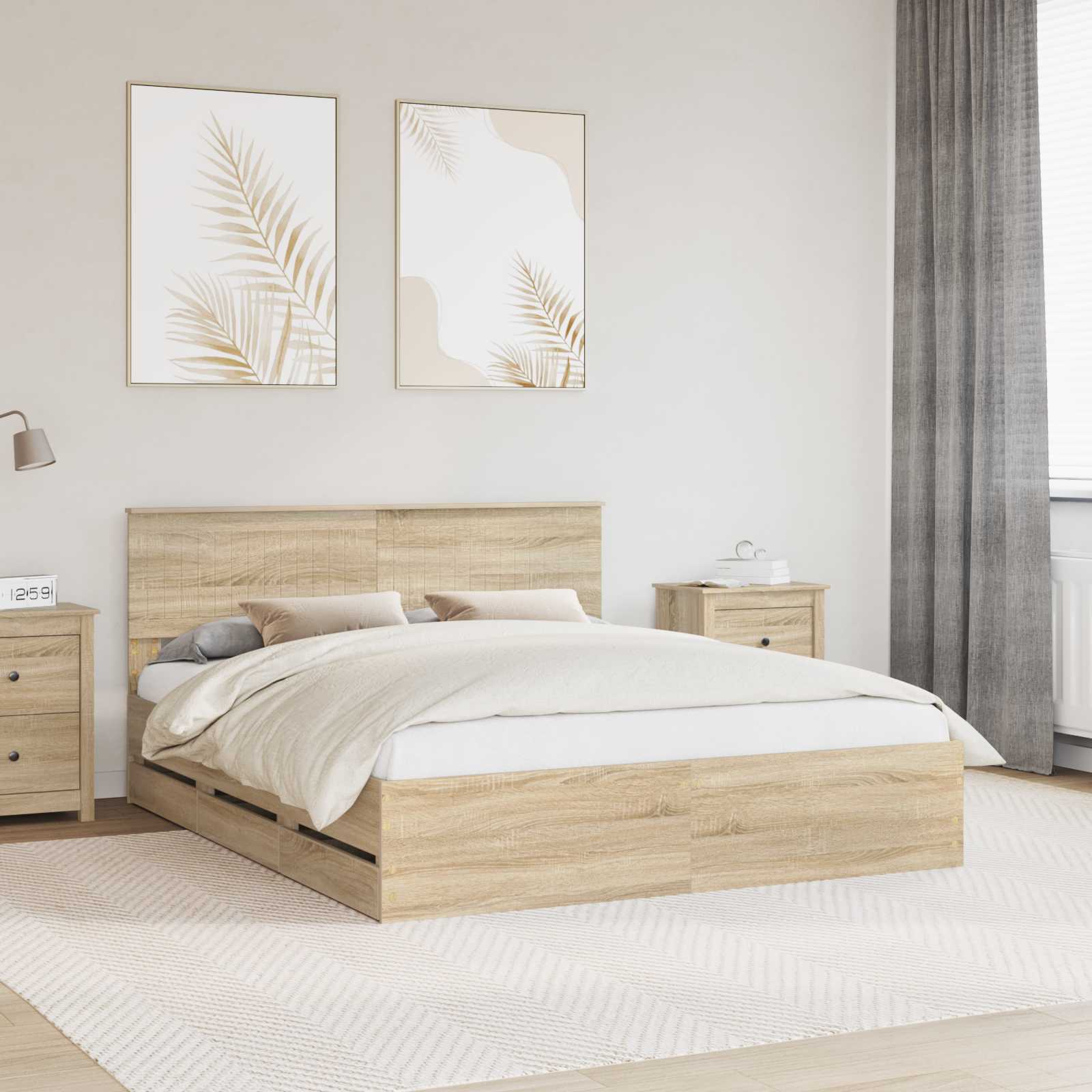 vidaXL Ramka łóżka Dąb Sonoma 160 x 200 cm Drewno inżynieryjne