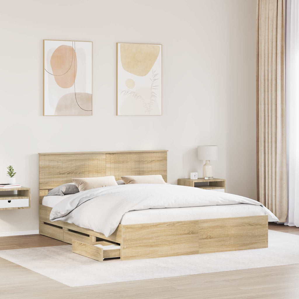 vidaXL Ramka łóżka Dąb Sonoma 160 x 200 cm Drewno inżynieryjne