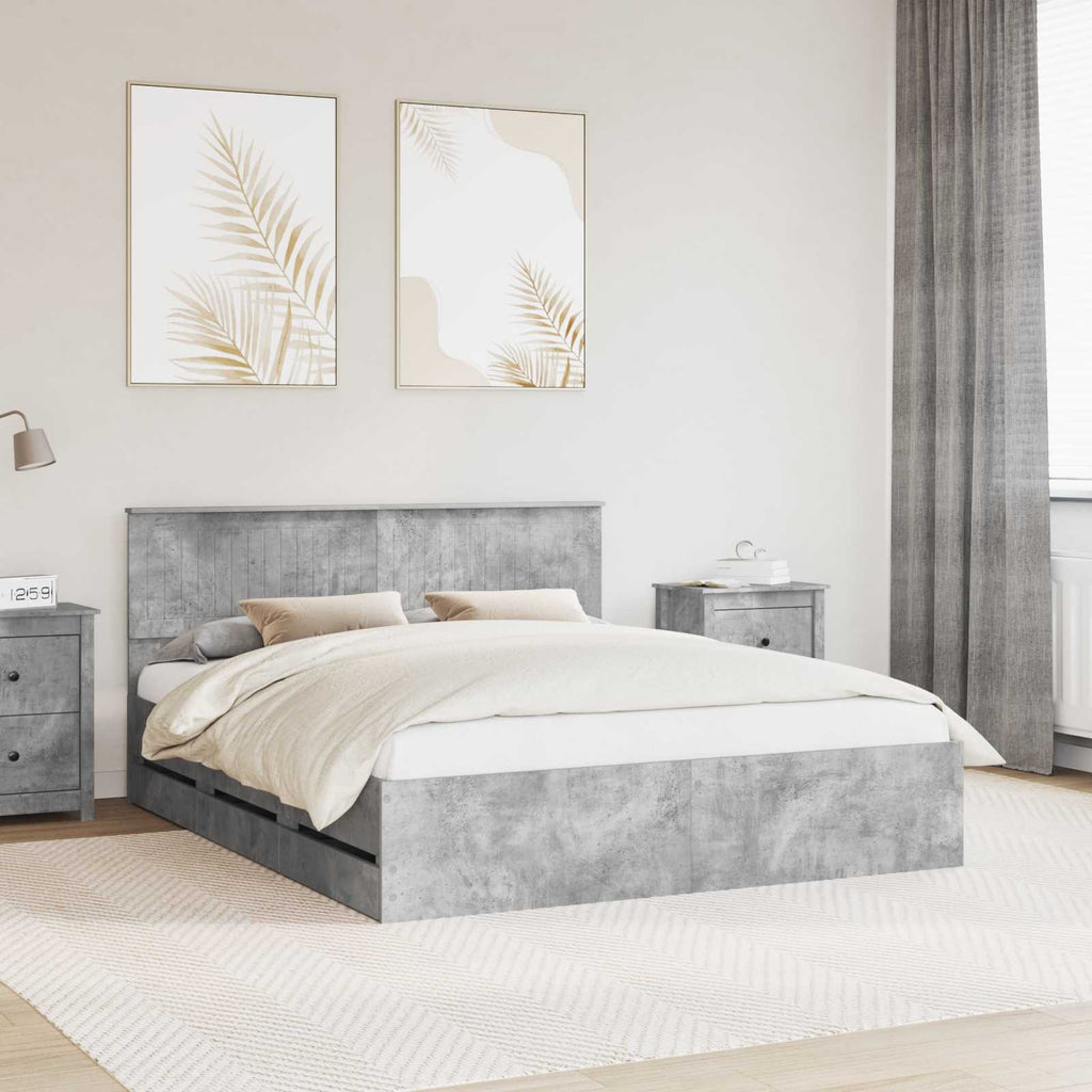 vidaXL Ramka łóżka Betonowy szary 160 x 200 cm Drewno inżynieryjne