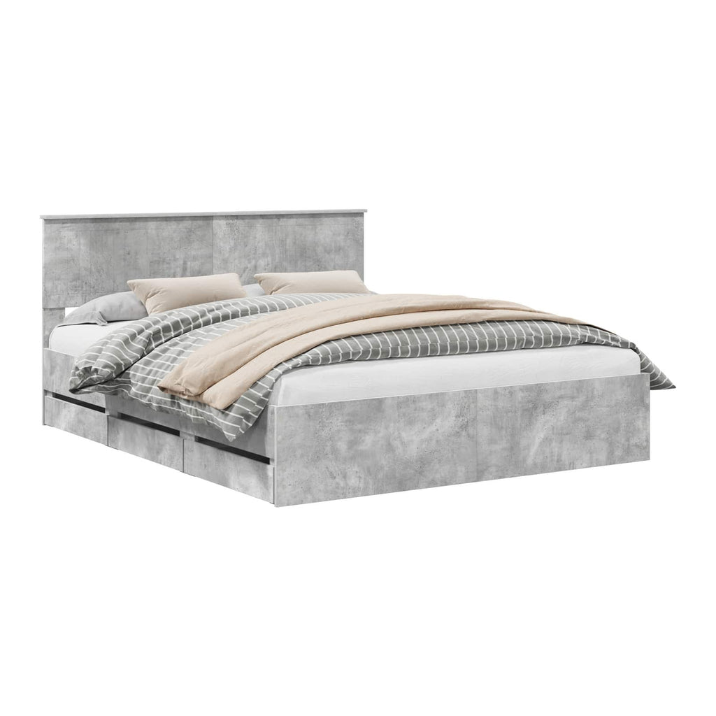 vidaXL Ramka łóżka Betonowy szary 160 x 200 cm Drewno inżynieryjne