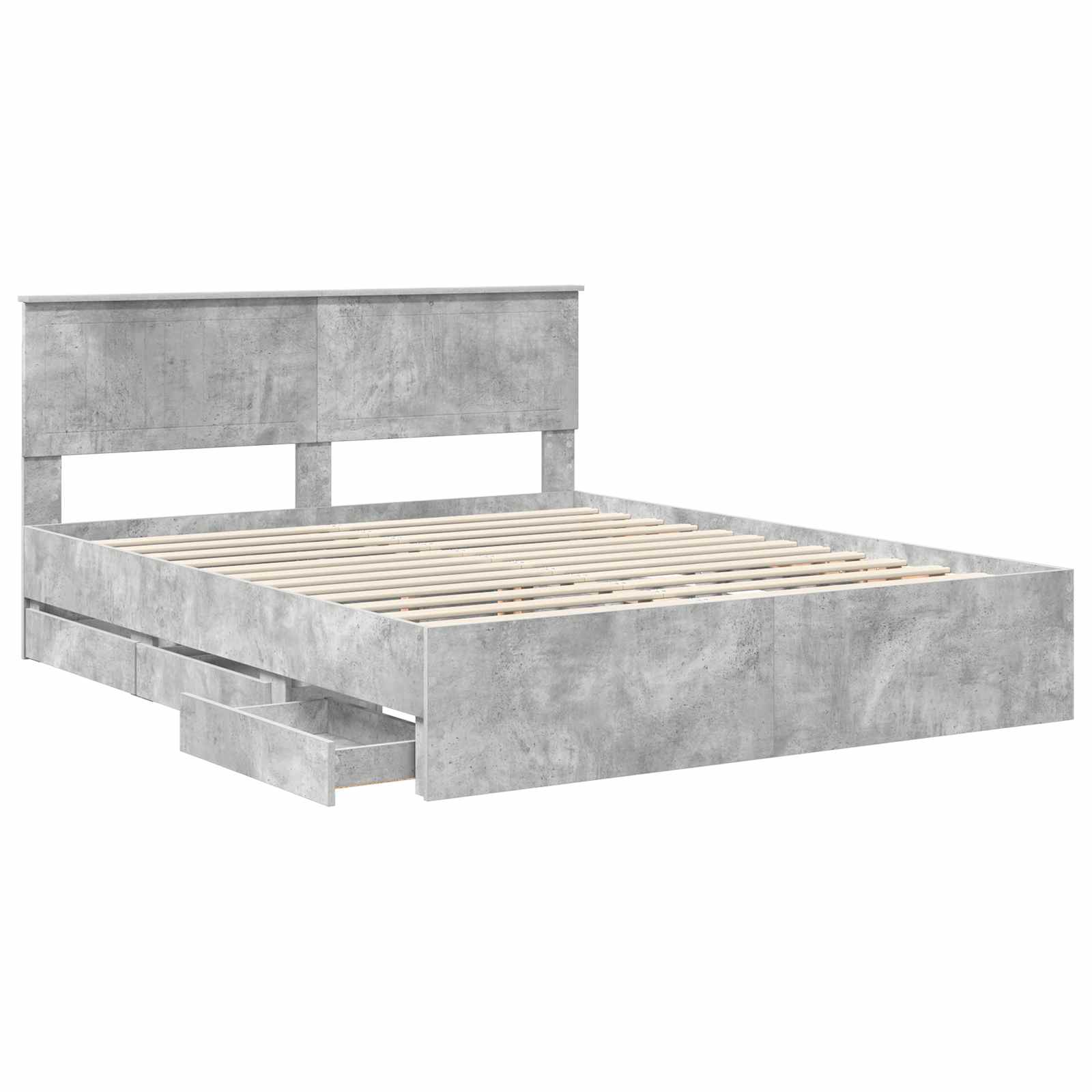 vidaXL Ramka łóżka Betonowy szary 160 x 200 cm Drewno inżynieryjne