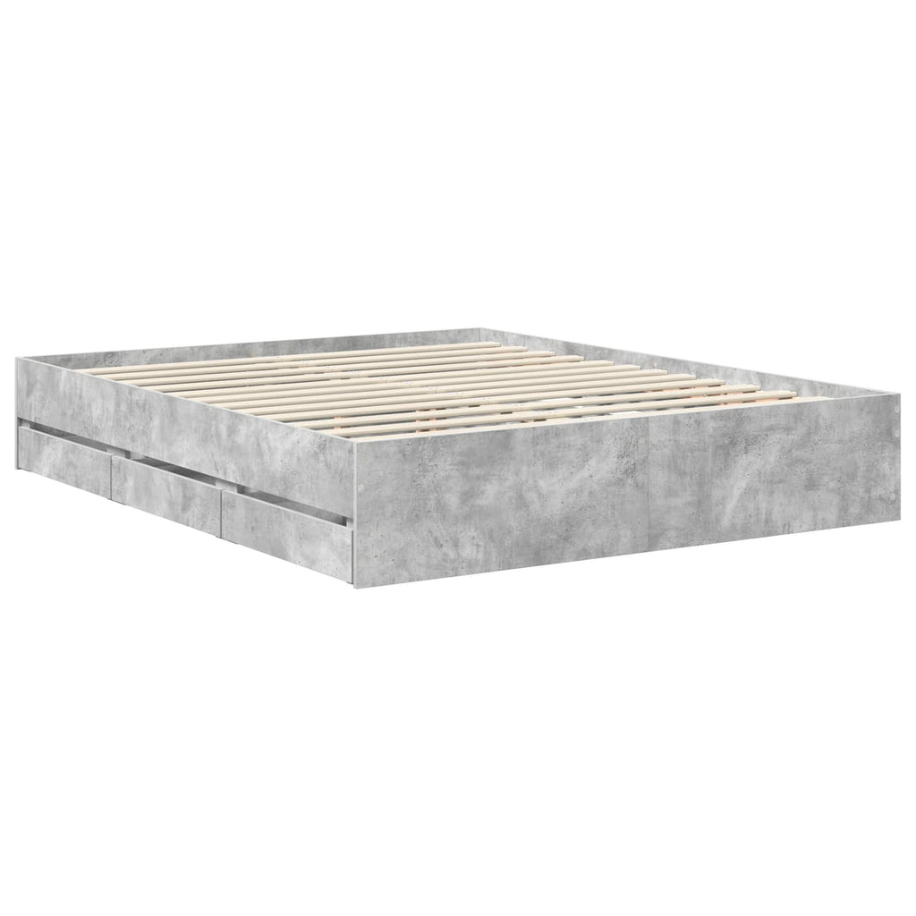 vidaXL Ramka łóżka Betonowy szary 160 x 200 cm Drewno inżynieryjne