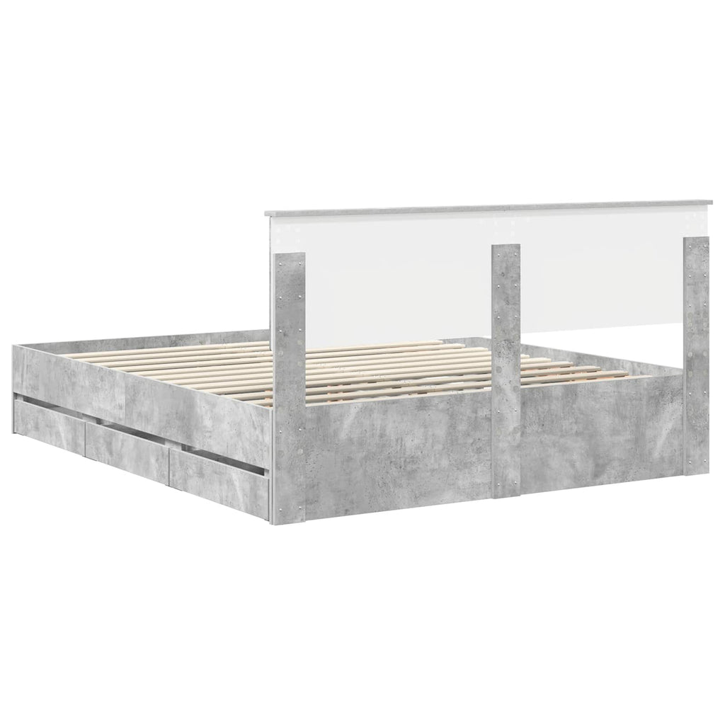 vidaXL Ramka łóżka Betonowy szary 160 x 200 cm Drewno inżynieryjne