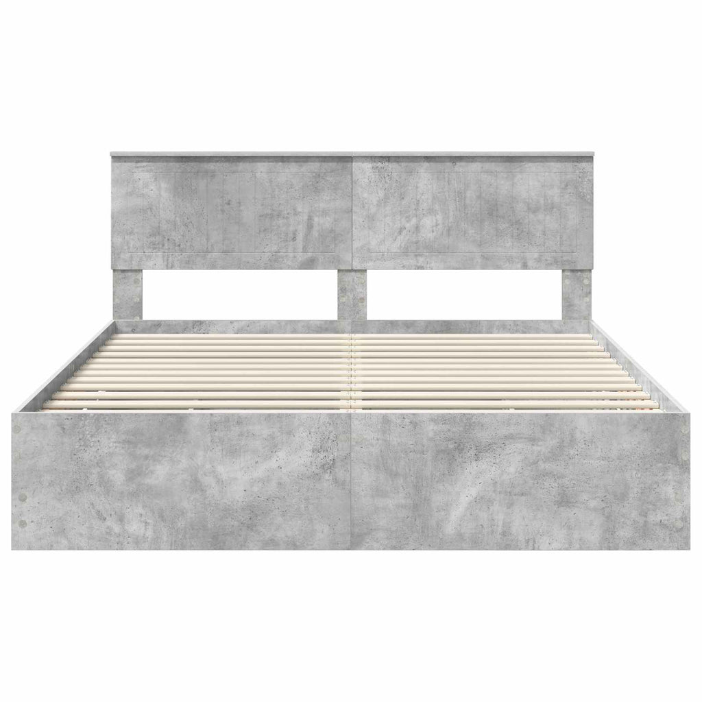 vidaXL Ramka łóżka Betonowy szary 160 x 200 cm Drewno inżynieryjne