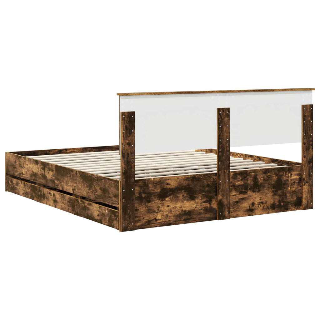 vidaXL Ramka łóżka Dąb wędzony 160 x 200 cm Drewno inżynieryjne