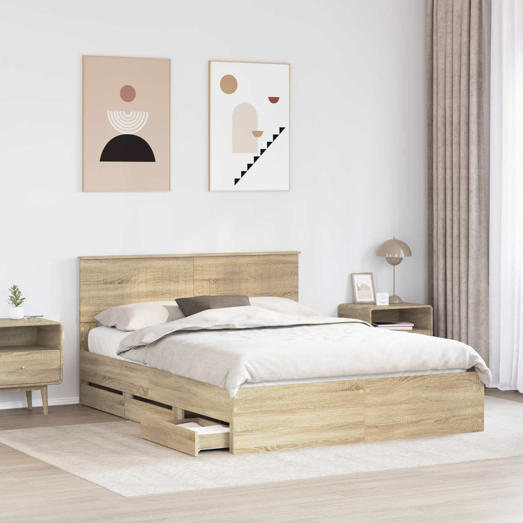 vidaXL Ramka łóżka Dąb Sonoma 150 x 200 cm Drewno inżynieryjne