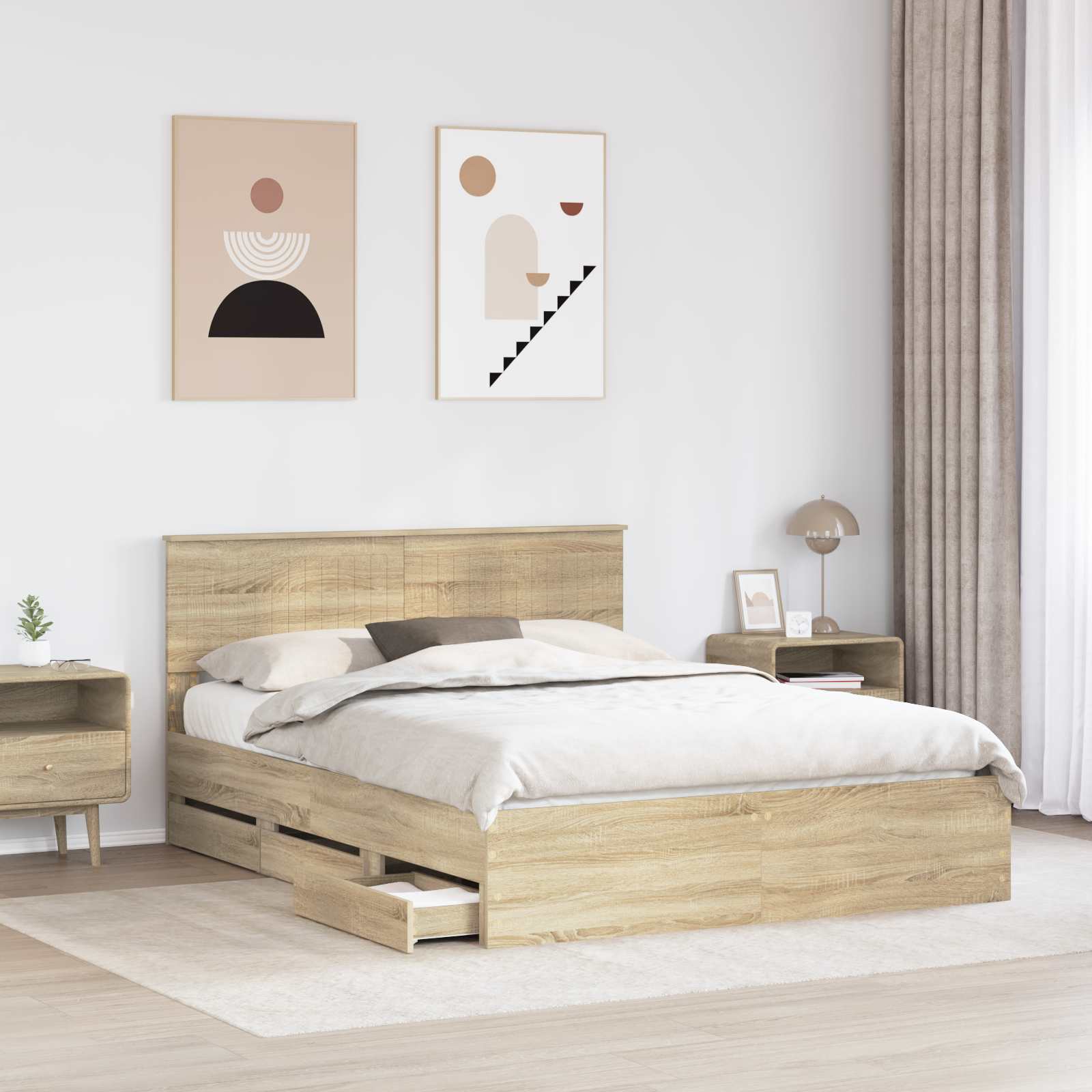 vidaXL Ramka łóżka Dąb Sonoma 150 x 200 cm Drewno inżynieryjne