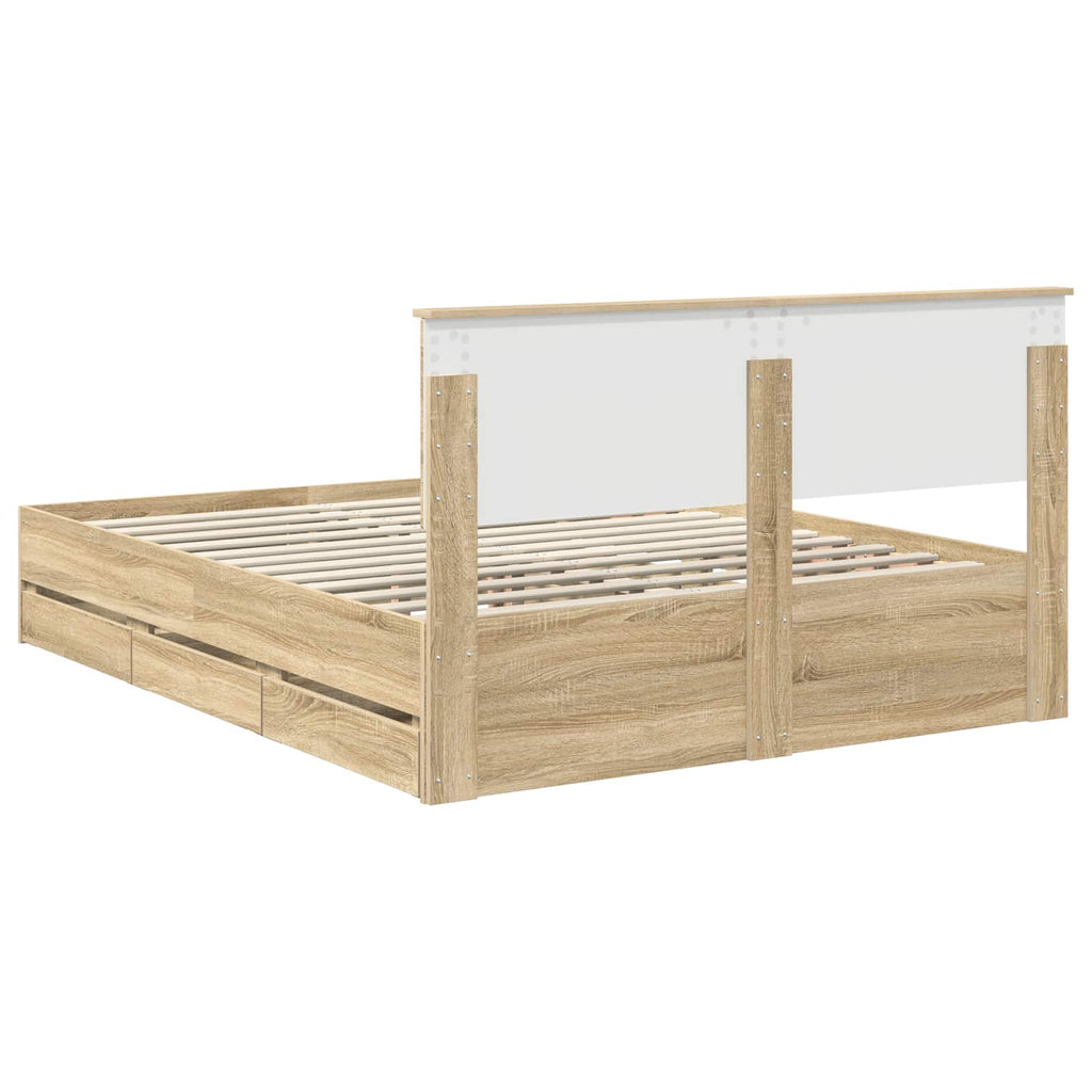 vidaXL Ramka łóżka Dąb Sonoma 150 x 200 cm Drewno inżynieryjne