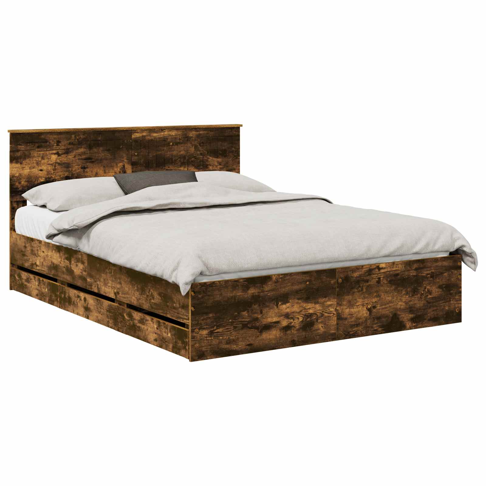 vidaXL Ramka łóżka Dąb wędzony 150 x 200 cm Drewno inżynieryjne