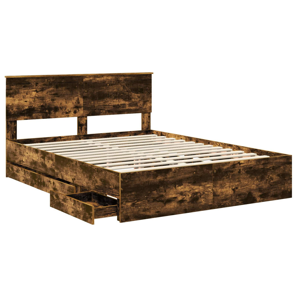 vidaXL Ramka łóżka Dąb wędzony 150 x 200 cm Drewno inżynieryjne