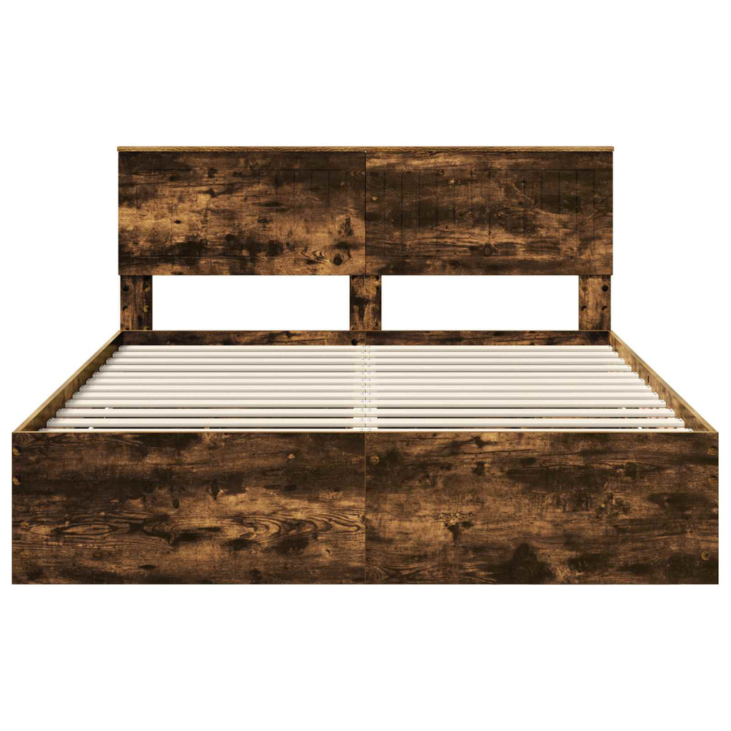 vidaXL Ramka łóżka Dąb wędzony 150 x 200 cm Drewno inżynieryjne