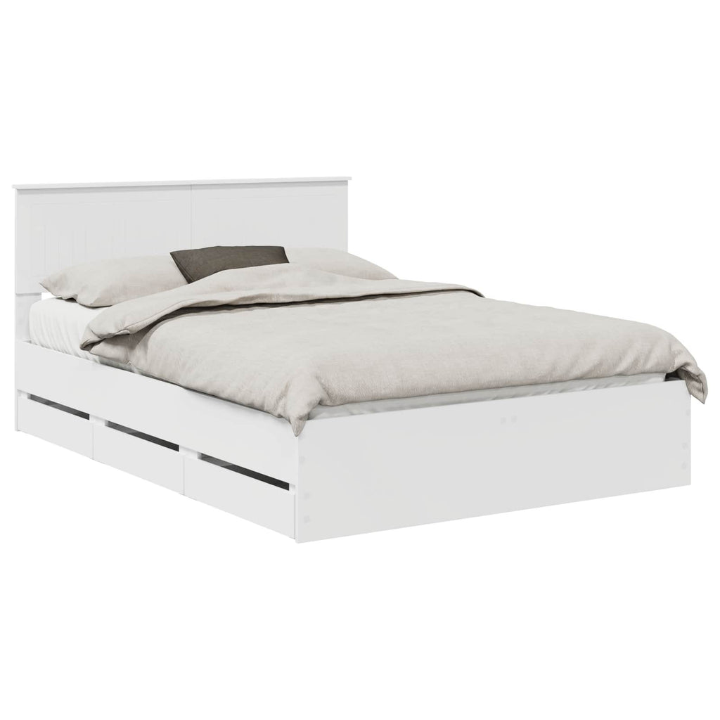 vidaXL Ramka łóżka z szufladą Biały 140 x 190 cm Drewno inżynieryjne