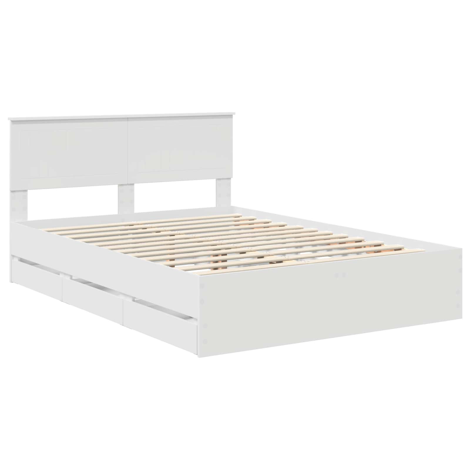 vidaXL Ramka łóżka z szufladą Biały 140 x 190 cm Drewno inżynieryjne