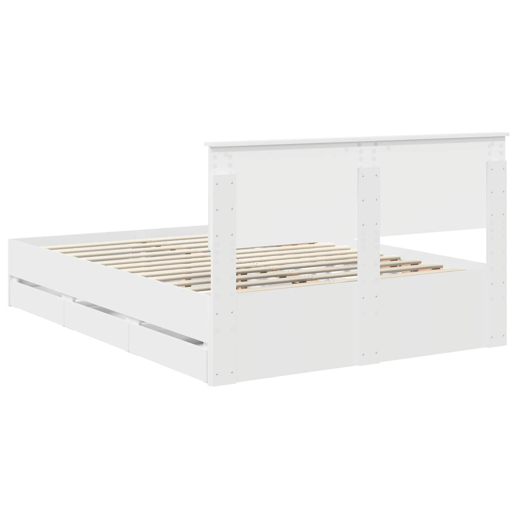 vidaXL Ramka łóżka z szufladą Biały 140 x 190 cm Drewno inżynieryjne
