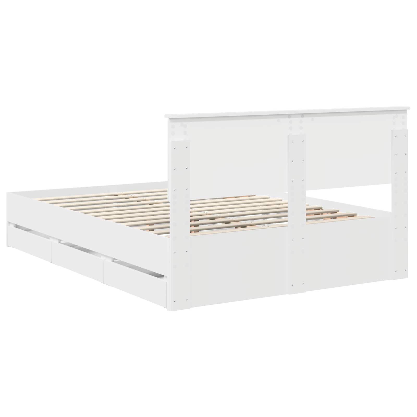 vidaXL Ramka łóżka z szufladą Biały 140 x 190 cm Drewno inżynieryjne