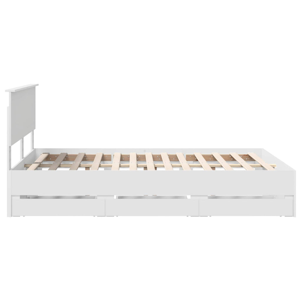 vidaXL Ramka łóżka z szufladą Biały 140 x 190 cm Drewno inżynieryjne